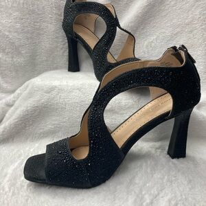 Adrienne Vittadini Black Sparkle Heels